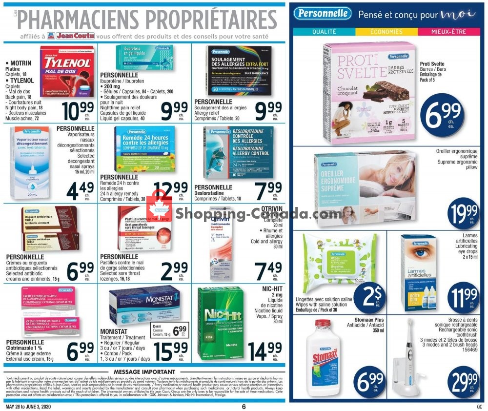 Jean Coutu Pharmacy flyer from Thursday May 28, 2020 to Wednesday June 3, 2020 - page 6