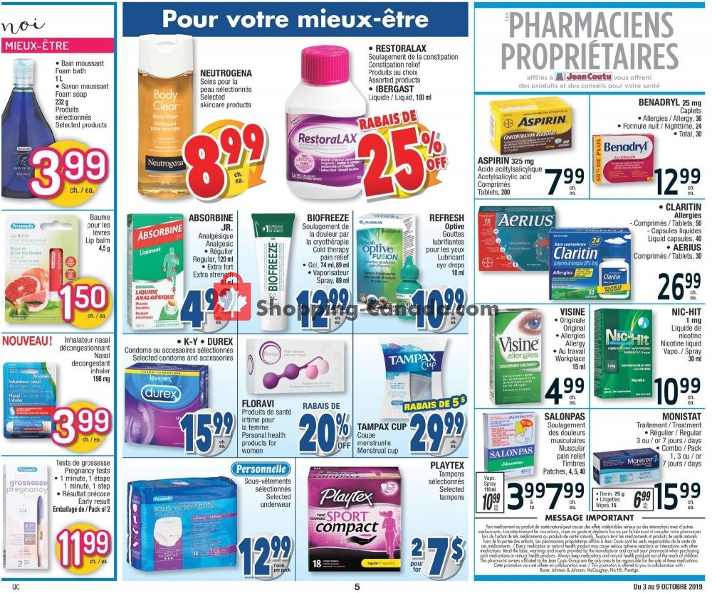 Jean Coutu Pharmacy flyer from Thursday October 3, 2019 to Wednesday October 9, 2019 - page 5