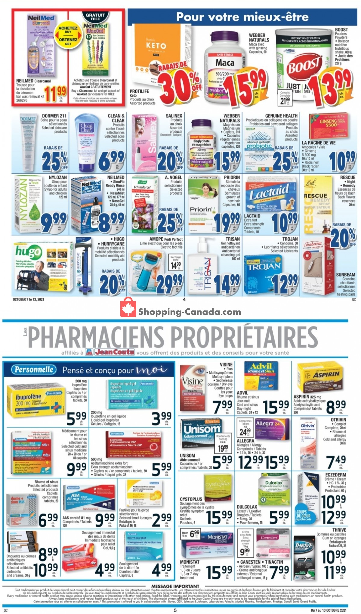 Jean Coutu Pharmacy flyer from Thursday October 7, 2021 to Wednesday October 13, 2021 - page 3