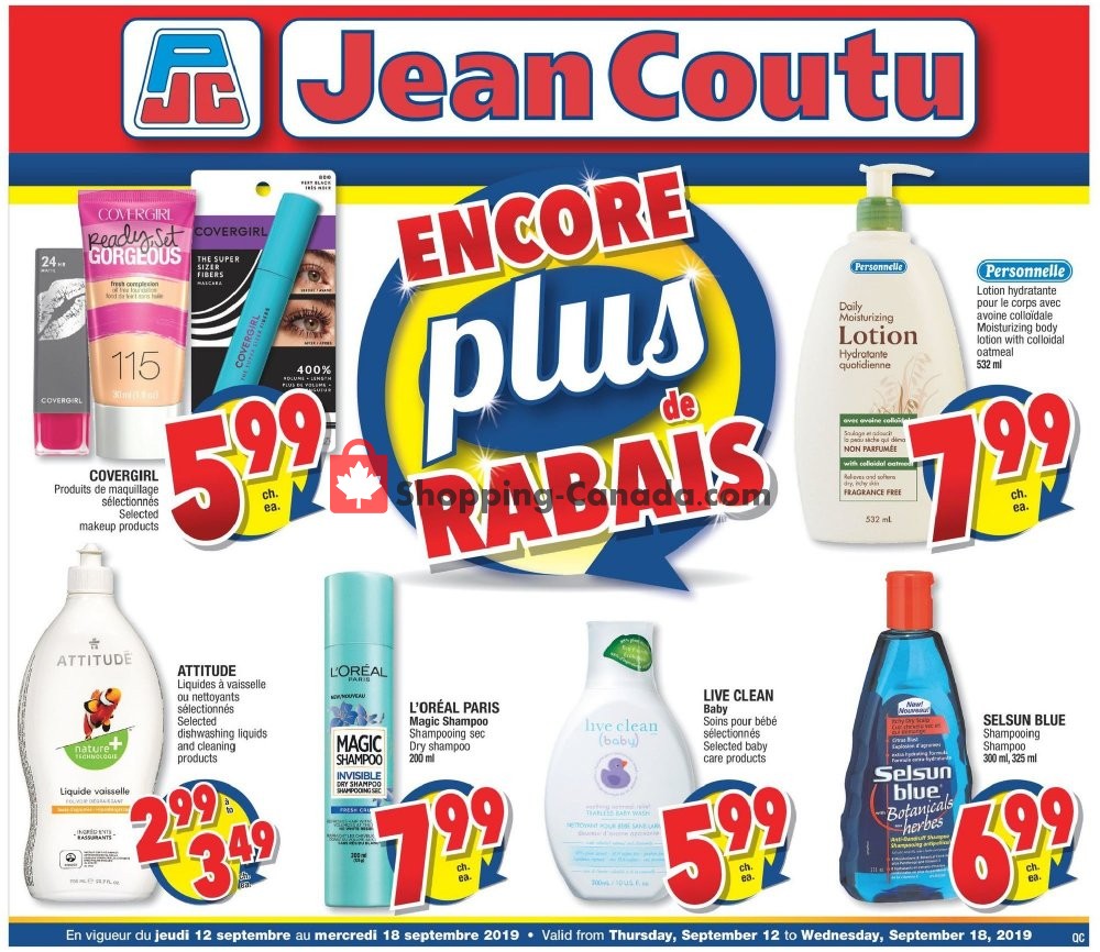 Jean Coutu Pharmacy flyer from Thursday September 12, 2019 to Wednesday September 18, 2019 - page 1