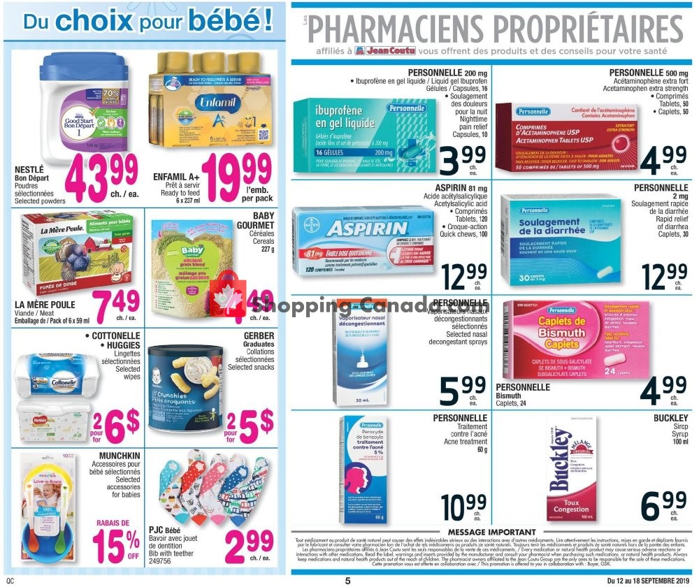 Jean Coutu Pharmacy flyer from Thursday September 12, 2019 to Wednesday September 18, 2019 - page 5