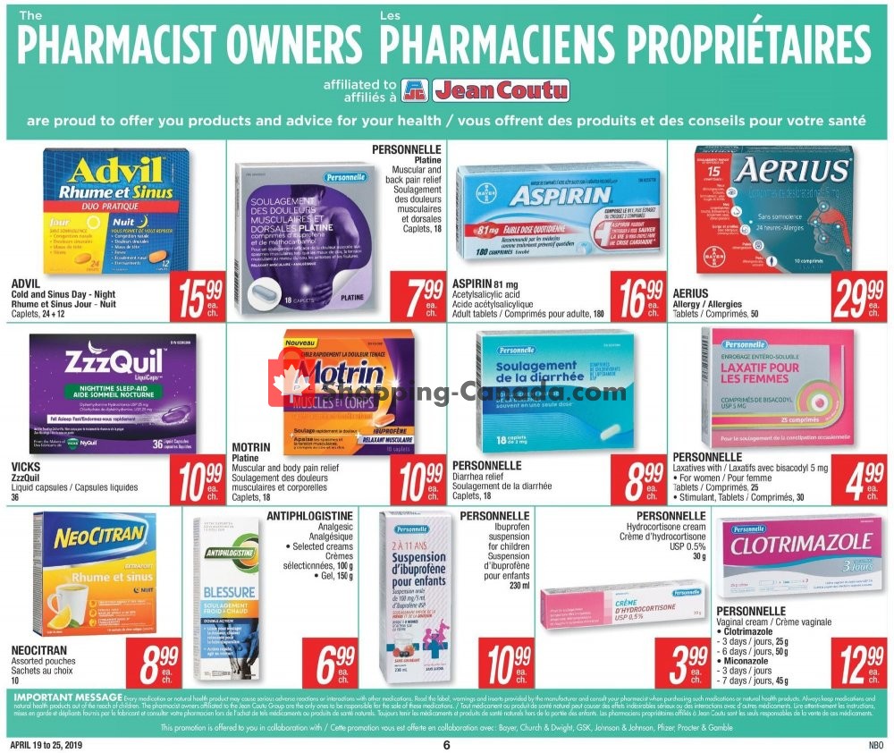 Jean Coutu Pharmacy flyer from Friday April 19, 2019 to Thursday April 25, 2019 - page 6