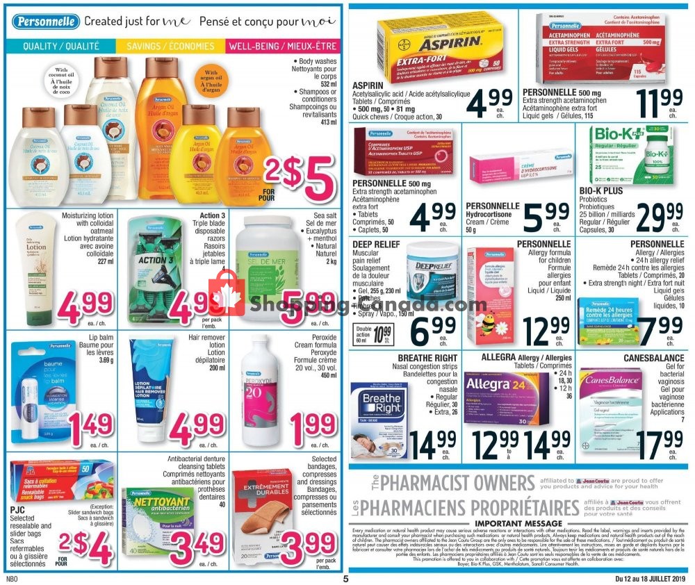 Jean Coutu Pharmacy flyer from Friday July 12, 2019 to Thursday July 18, 2019 - page 5