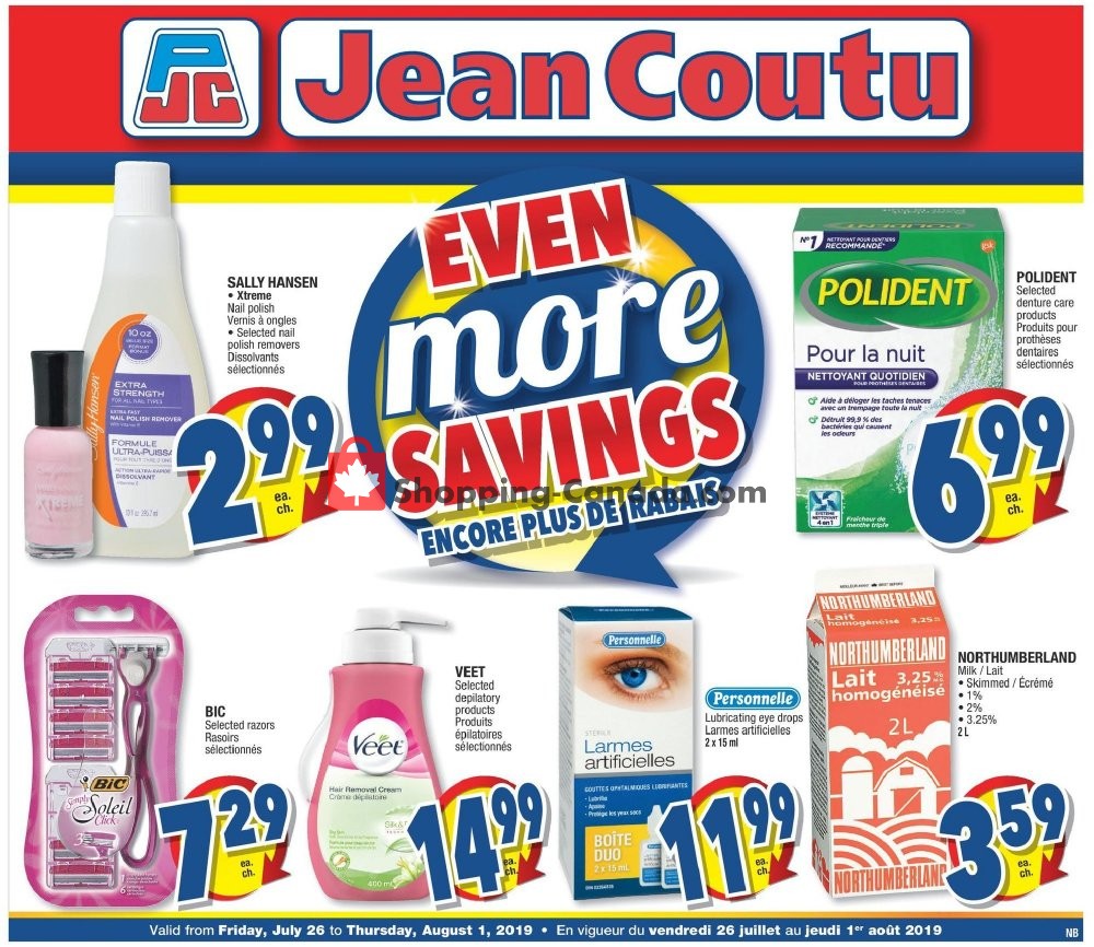 Jean Coutu Pharmacy flyer from Friday July 26, 2019 to Thursday August 1, 2019 - page 1