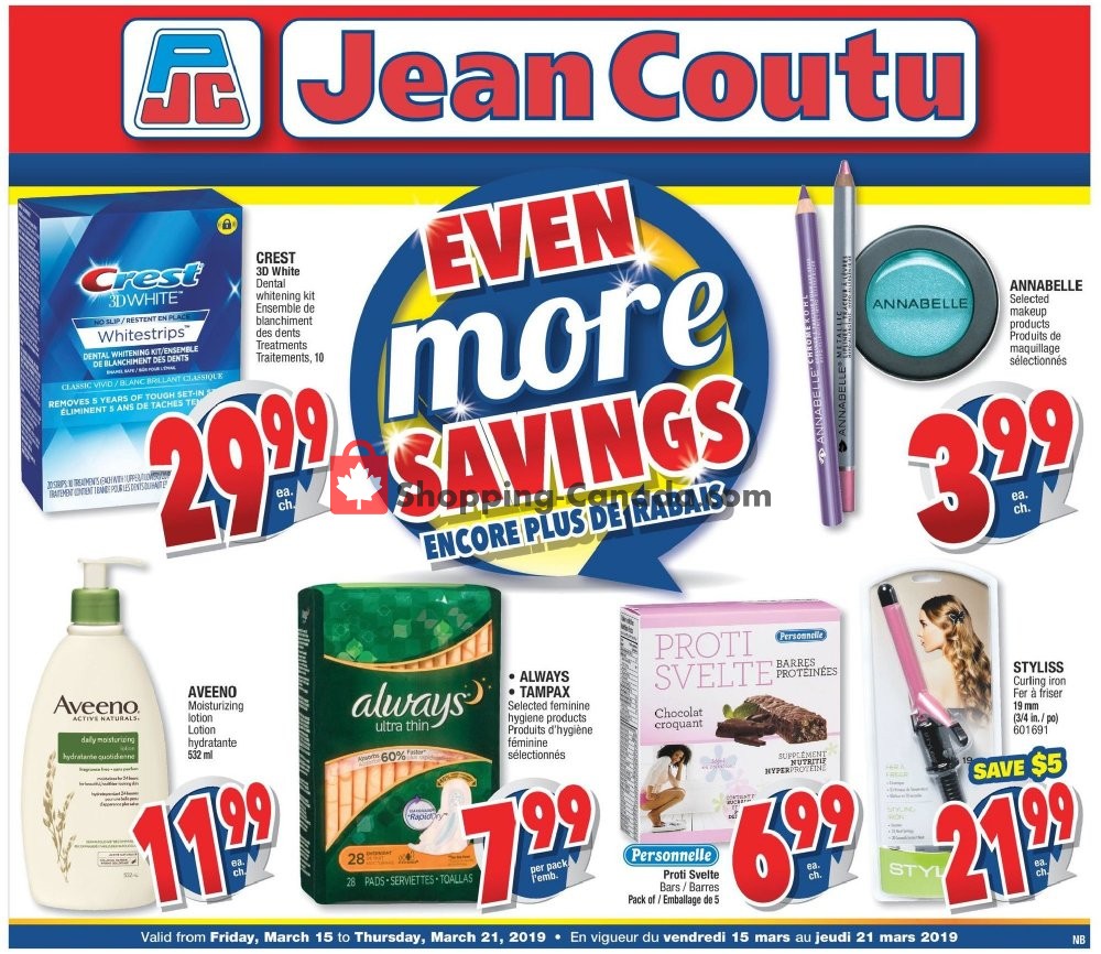 Jean Coutu Pharmacy flyer from Friday March 15, 2019 to Thursday March 21, 2019 - page 1