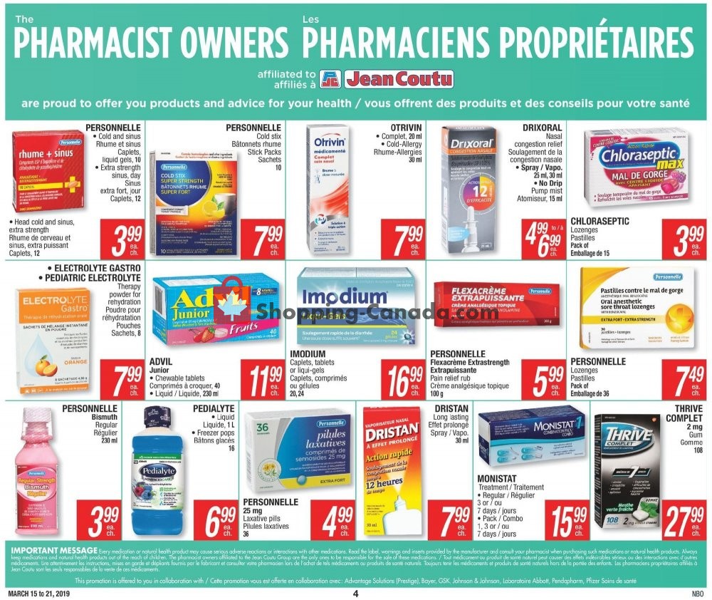 Jean Coutu Pharmacy flyer from Friday March 15, 2019 to Thursday March 21, 2019 - page 4