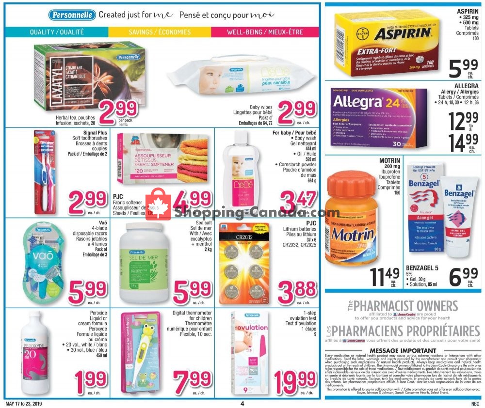 Jean Coutu Pharmacy flyer from Friday May 17, 2019 to Thursday May 23, 2019 - page 4