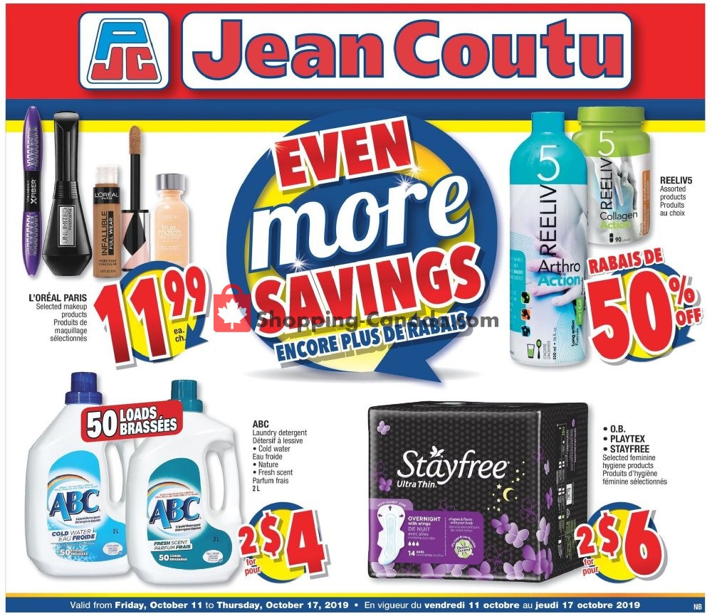 Jean Coutu Pharmacy flyer from Friday October 11, 2019 to Thursday October 17, 2019 - page 1