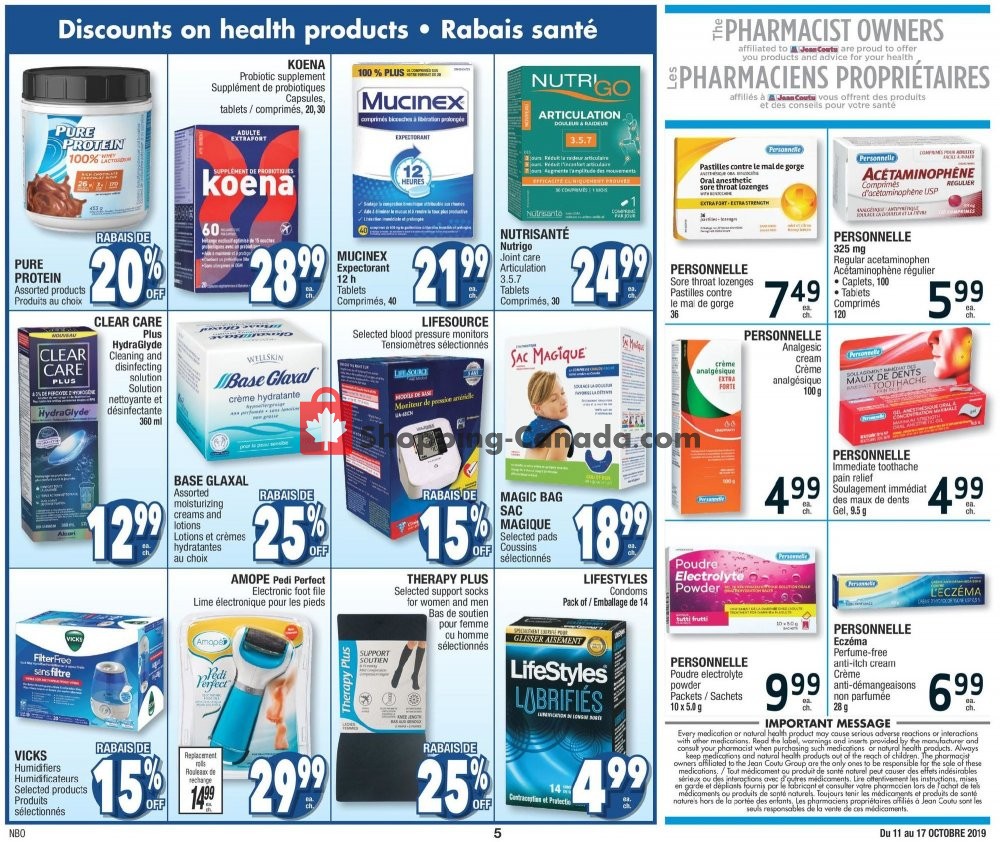 Jean Coutu Pharmacy flyer from Friday October 11, 2019 to Thursday October 17, 2019 - page 5
