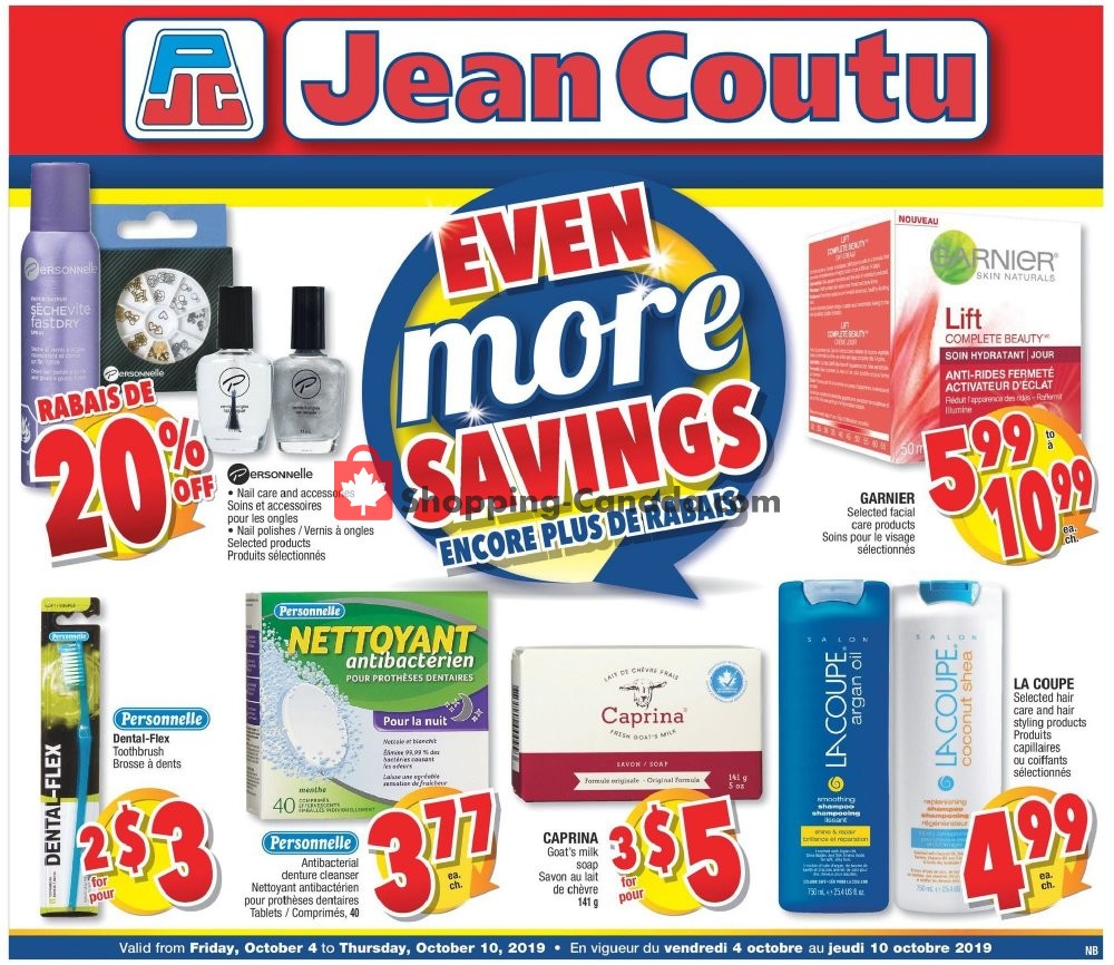 Jean Coutu Pharmacy flyer from Friday October 4, 2019 to Thursday October 10, 2019 - page 1