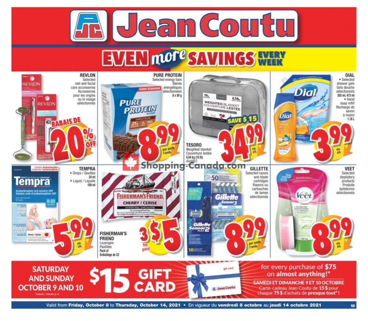 Jean Coutu Pharmacy flyer from Friday October 8, 2021 to Thursday October 14, 2021 - page 1