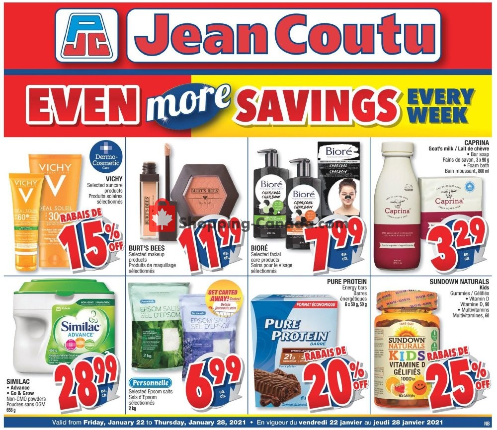Jean Coutu Pharmacy flyer from Friday January 22, 2021 to Thursday January 28, 2021 - page 1