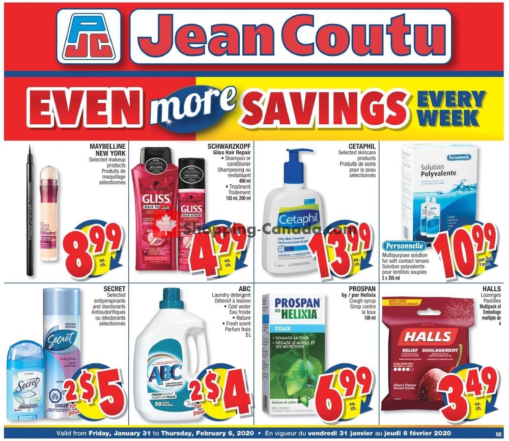 Jean Coutu Pharmacy flyer from Friday January 31, 2020 to Thursday February 6, 2020 - page 1
