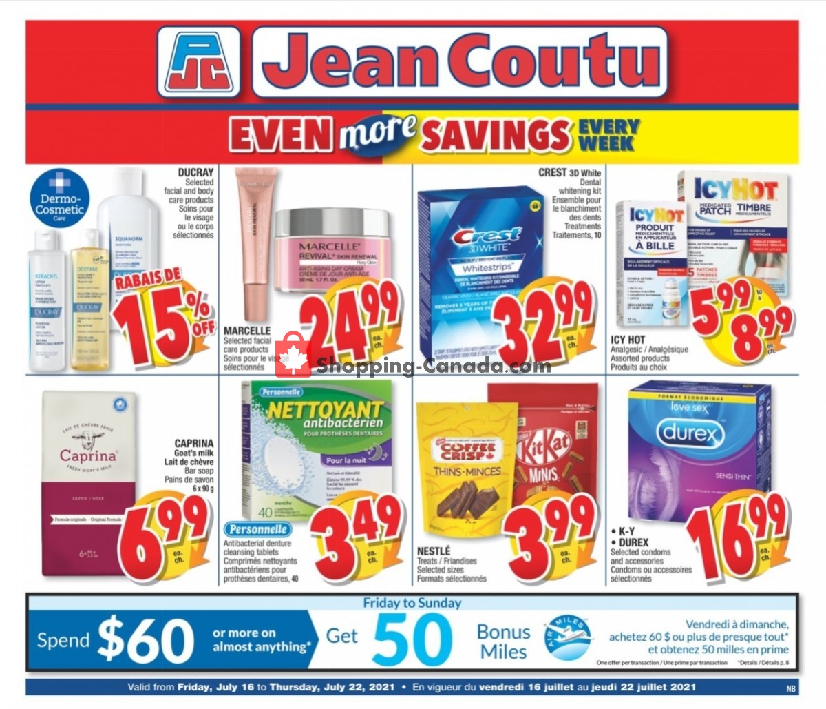 Jean Coutu Pharmacy flyer from Friday July 16, 2021 to Thursday July 22, 2021 - page 1