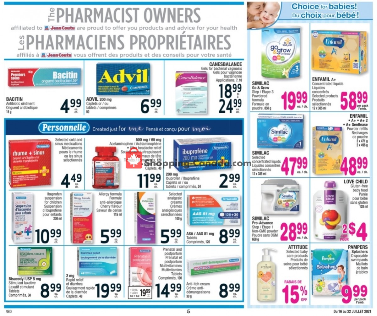 Jean Coutu Pharmacy flyer from Friday July 16, 2021 to Thursday July 22, 2021 - page 5
