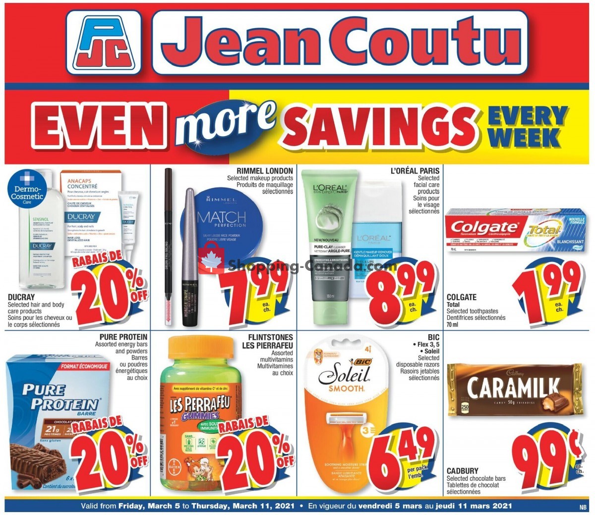 Jean Coutu Pharmacy flyer from Friday March 5, 2021 to Thursday March 11, 2021 - page 1