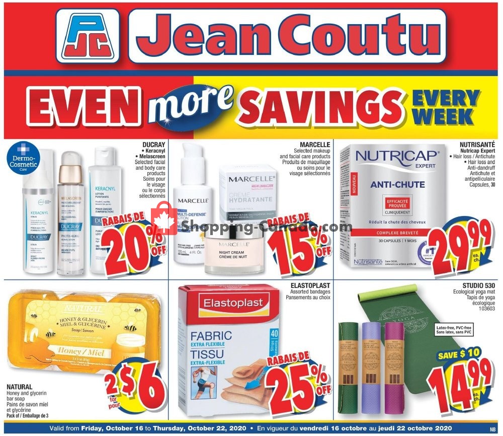 Jean Coutu Pharmacy flyer from Friday October 16, 2020 to Thursday October 22, 2020 - page 1