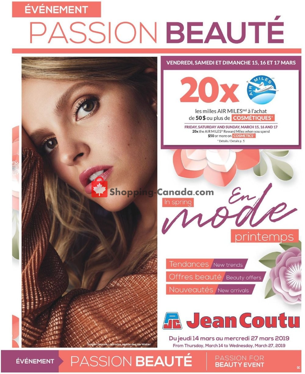 Jean Coutu Pharmacy flyer from Thursday March 14, 2019 to Wednesday March 27, 2019 - page 1