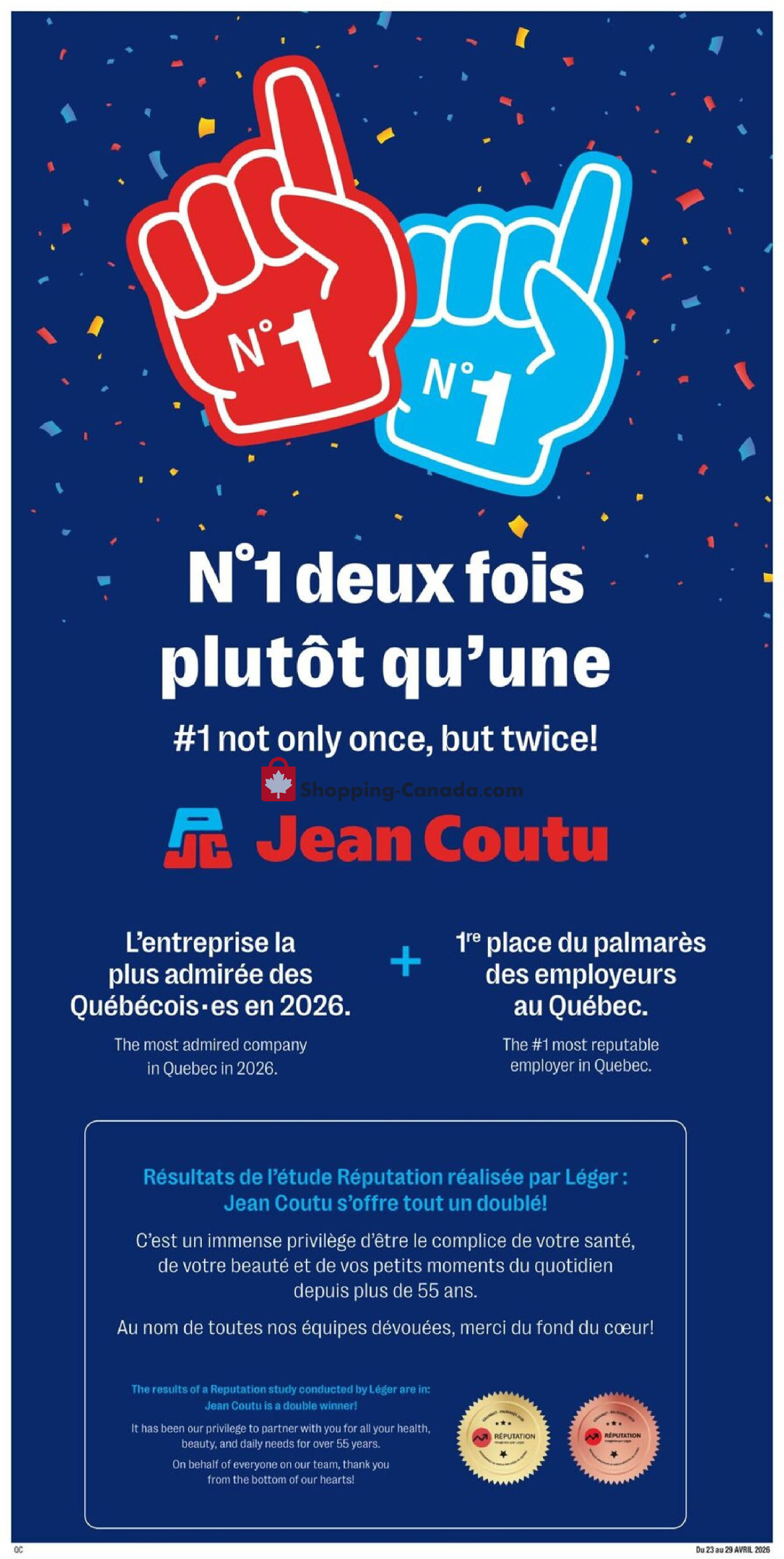 Jean Coutu Pharmacy flyer from Thursday April 23, 2026 to Wednesday April 29, 2026 - page 14