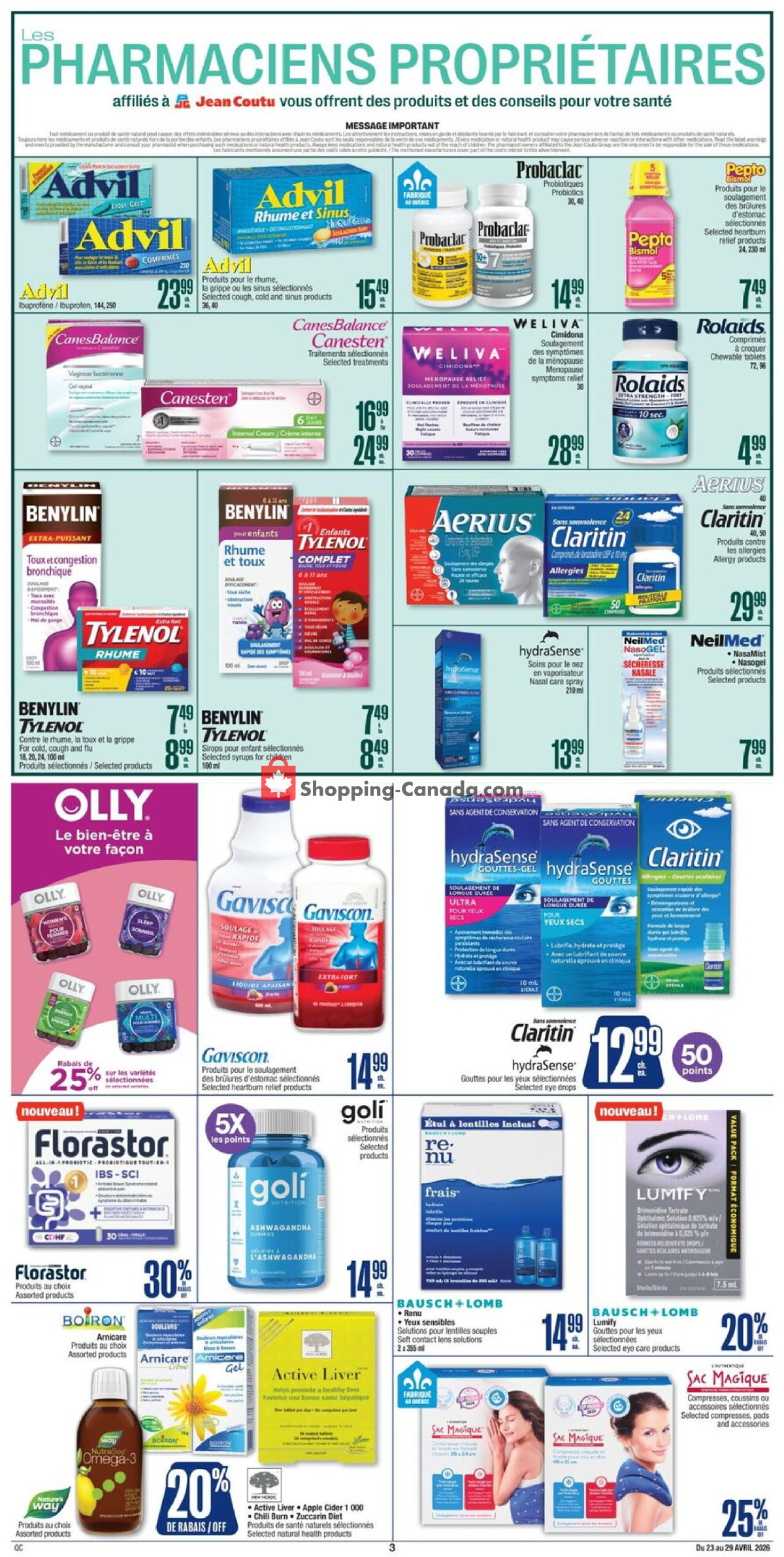 Jean Coutu Pharmacy flyer from Thursday April 23, 2026 to Wednesday April 29, 2026 - page 4