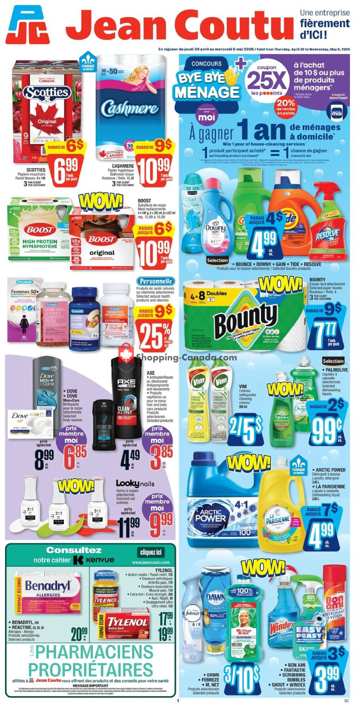 Jean Coutu Pharmacy flyer from Thursday April 30, 2026 to Wednesday May 6, 2026 - page 1