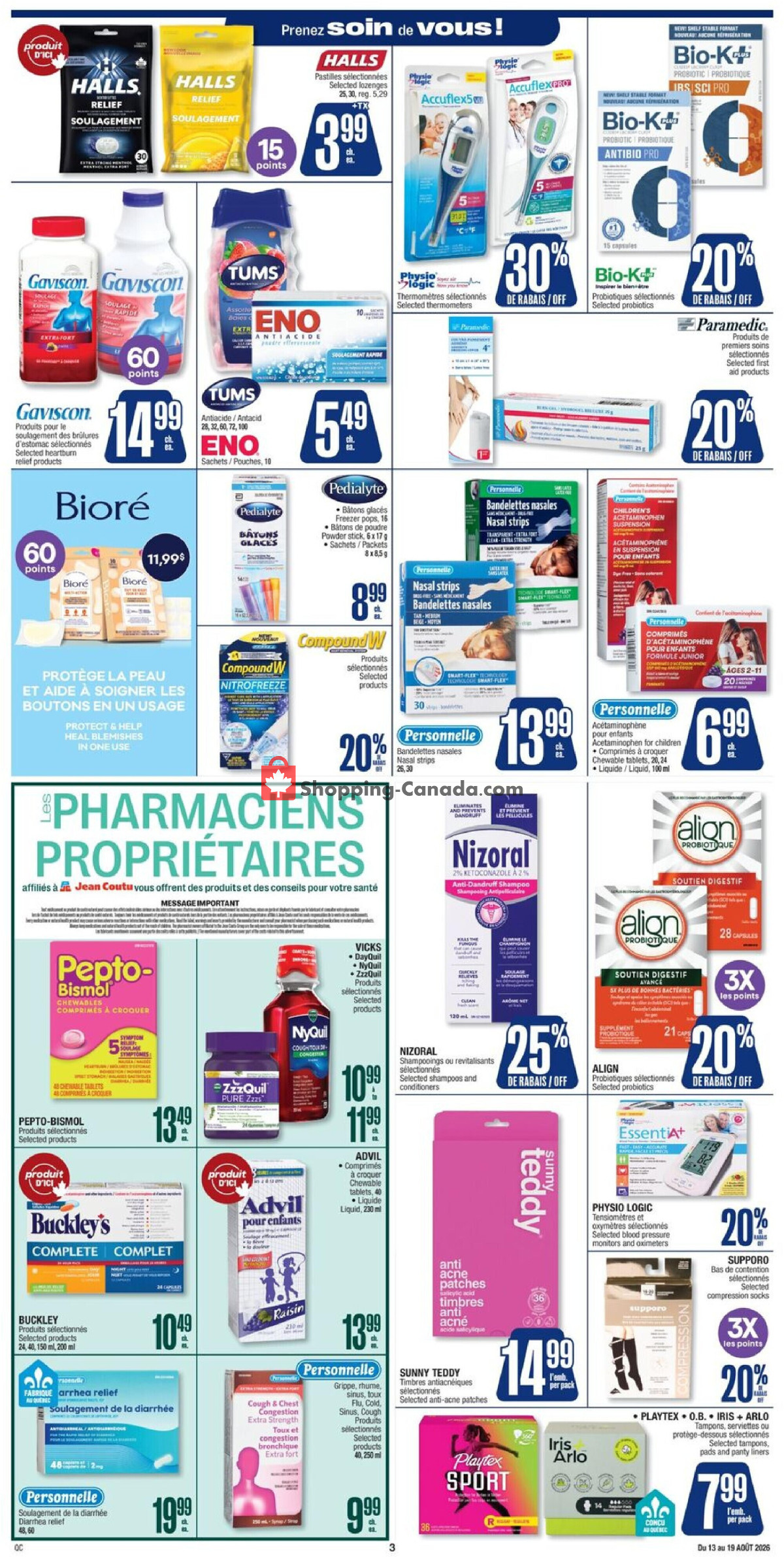 Jean Coutu Pharmacy flyer from Thursday August 13, 2026 to Wednesday August 19, 2026 - page 4