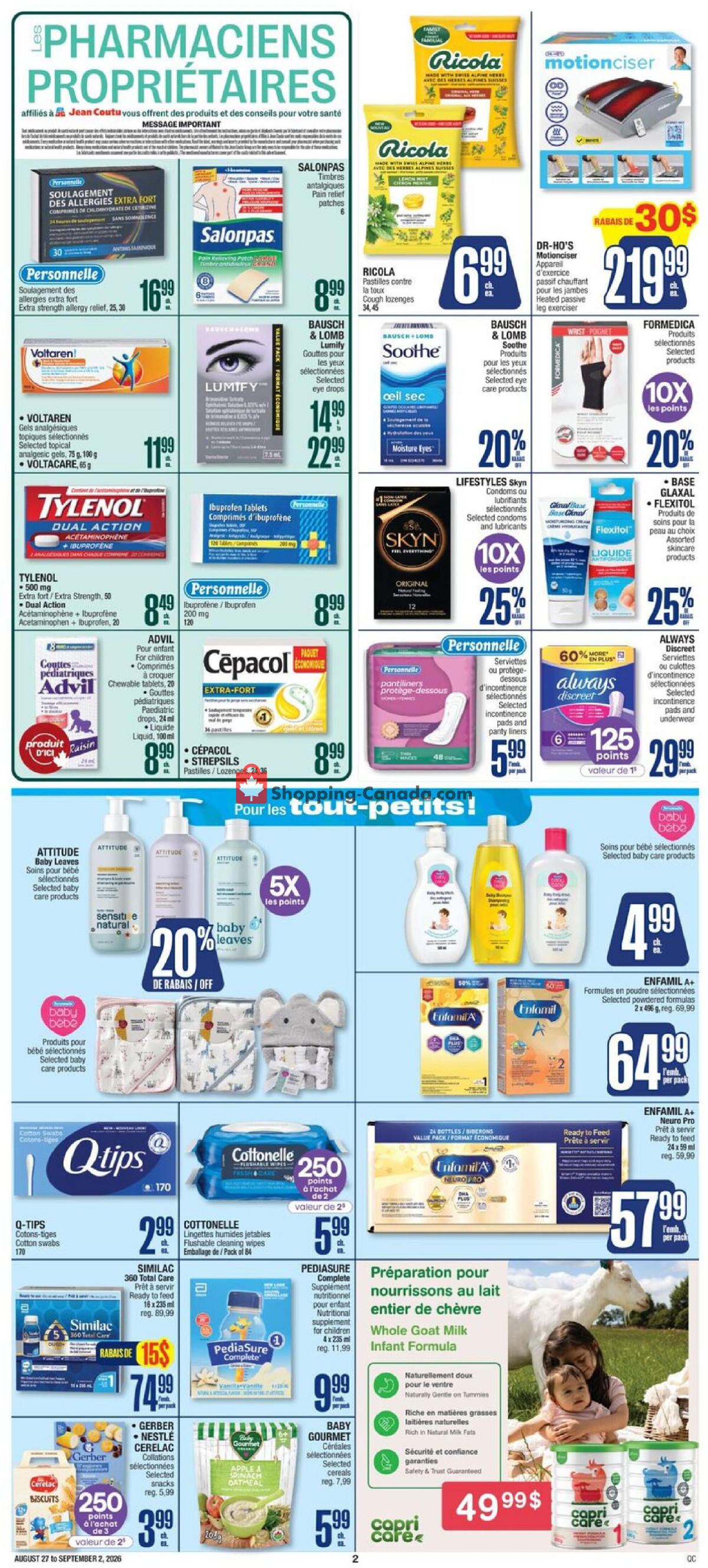 Jean Coutu Pharmacy flyer from Thursday August 27, 2026 to Wednesday September 2, 2026 - page 5