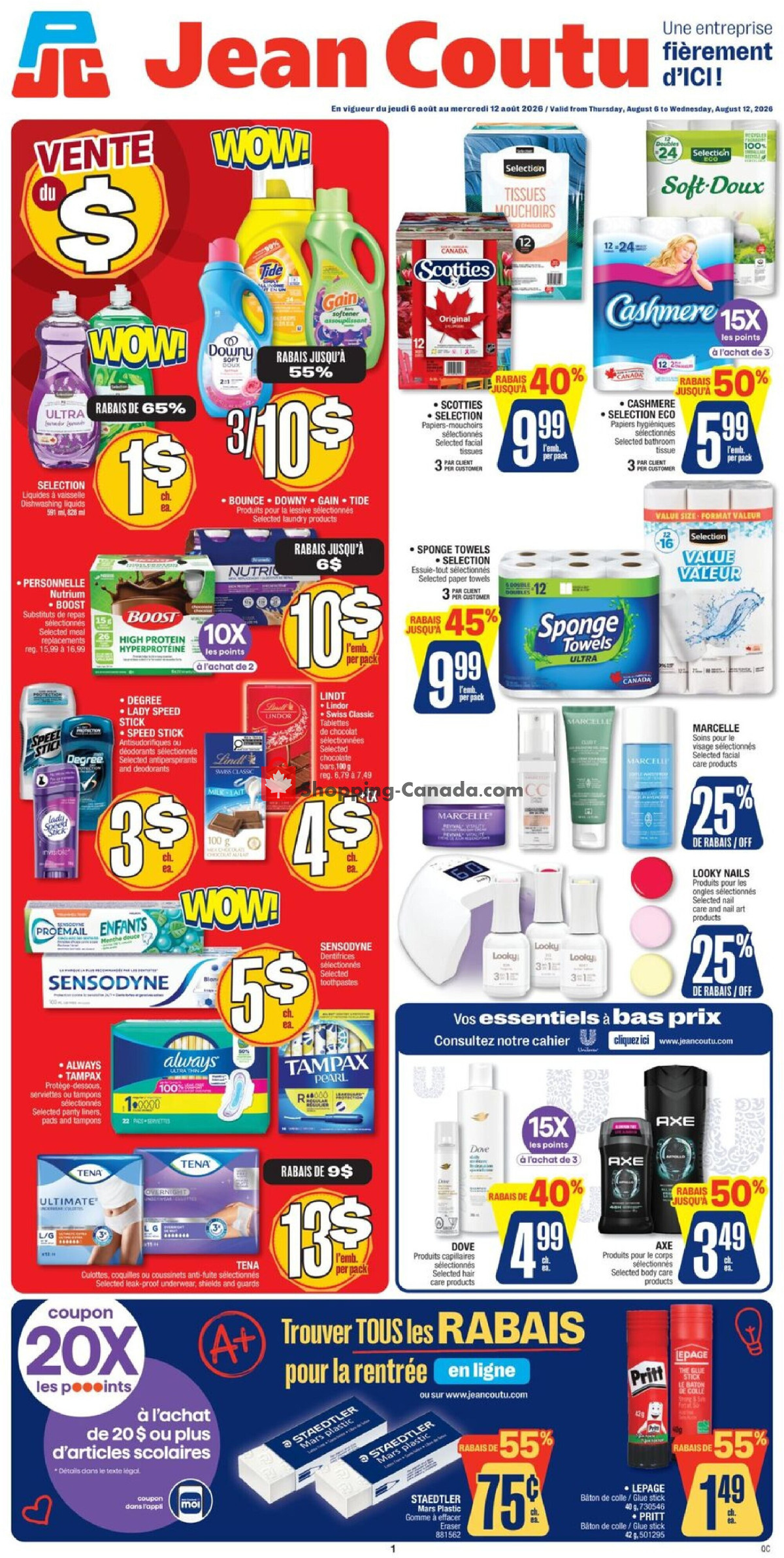 Jean Coutu Pharmacy flyer from Thursday August 6, 2026 to Wednesday August 12, 2026 - page 1