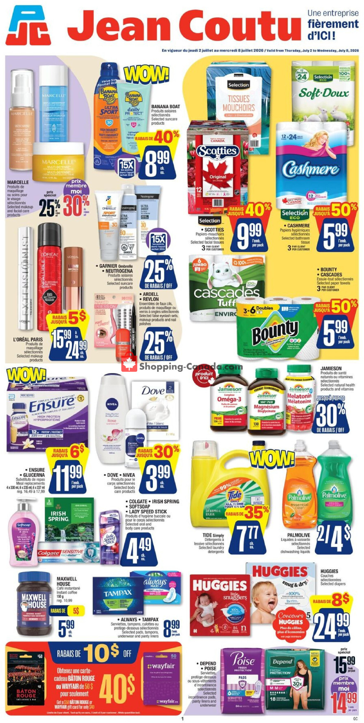 Jean Coutu Pharmacy flyer from Thursday July 2, 2026 to Wednesday July 8, 2026 - page 1