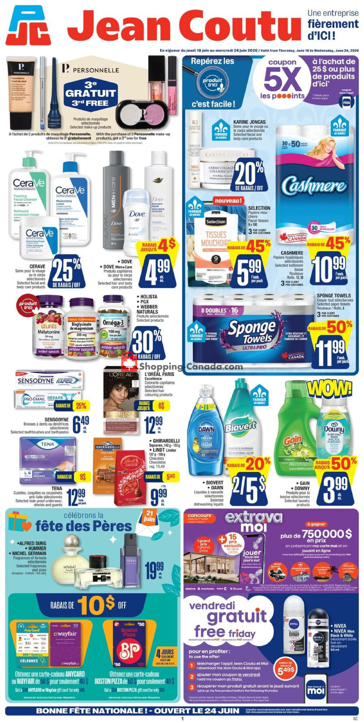 Jean Coutu Pharmacy flyer from Thursday June 18, 2026 to Wednesday June 24, 2026 - page 1