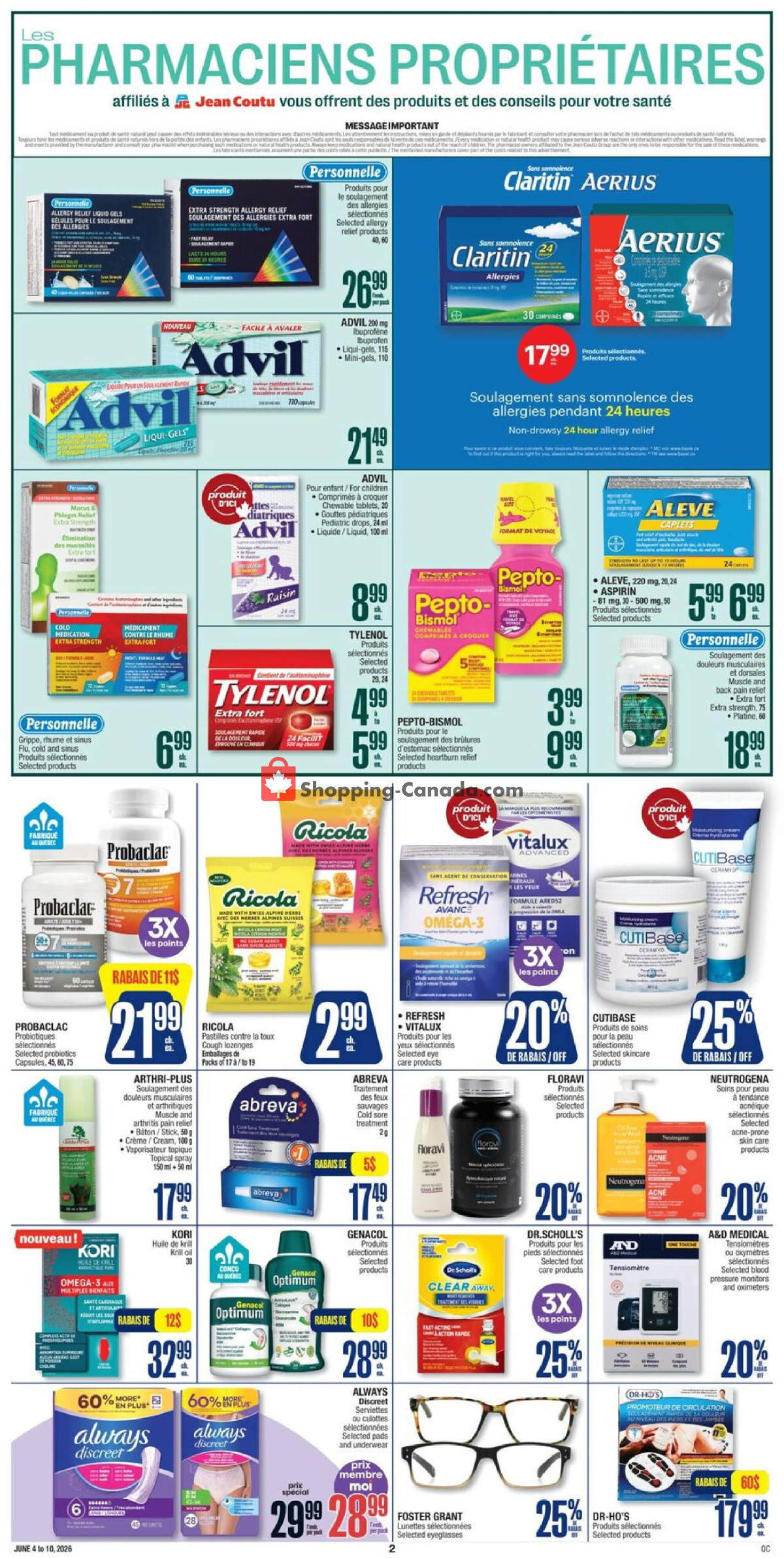 Jean Coutu Pharmacy flyer from Thursday June 4, 2026 to Wednesday June 10, 2026 - page 4
