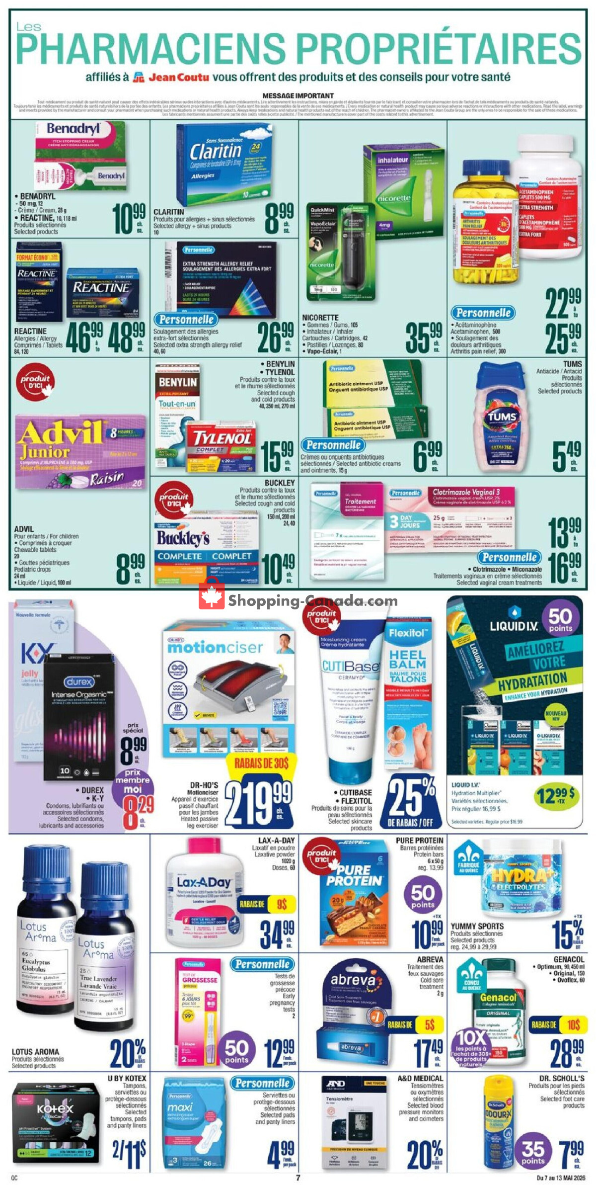 Jean Coutu Pharmacy flyer from Thursday May 7, 2026 to Wednesday May 13, 2026 - page 7