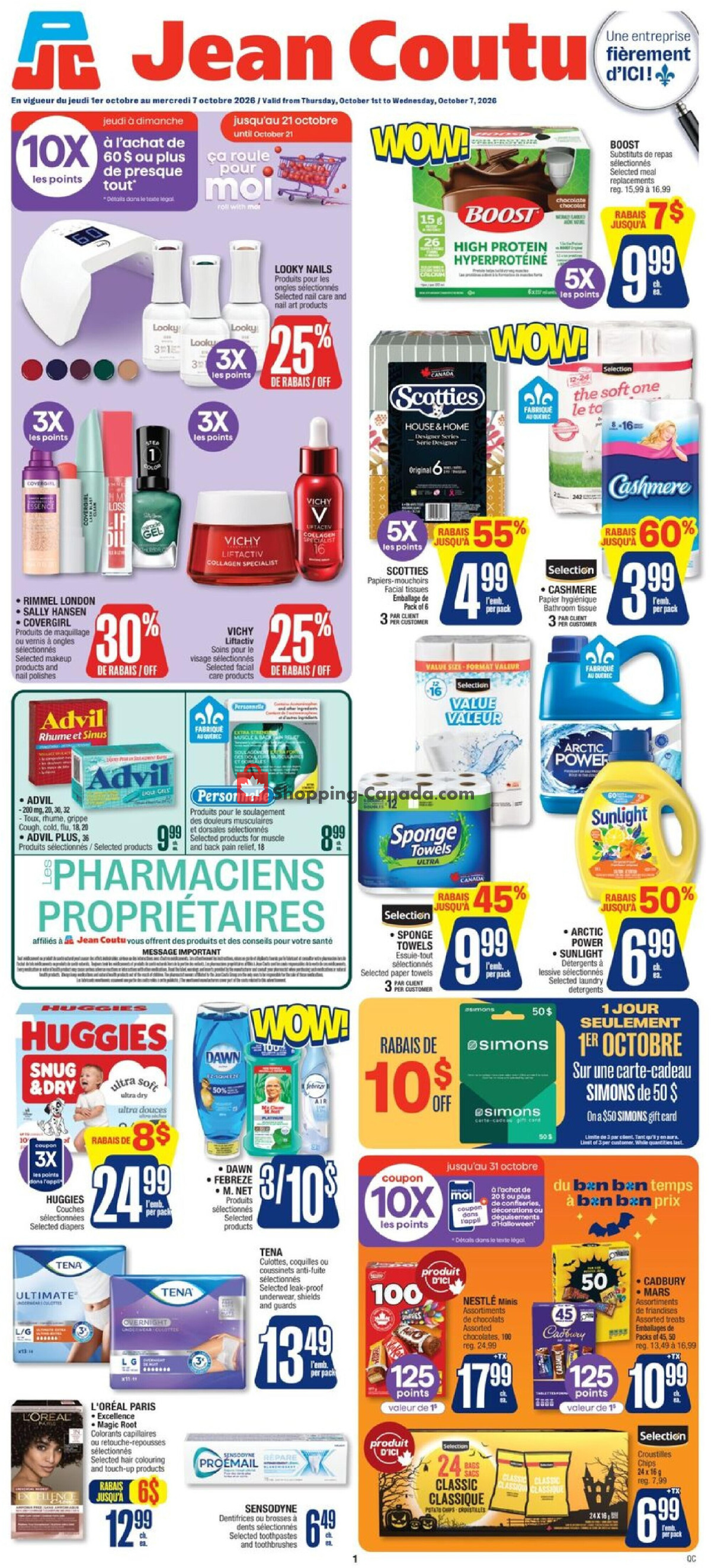 Jean Coutu Pharmacy flyer from Thursday October 1, 2026 to Wednesday October 7, 2026 - page 1