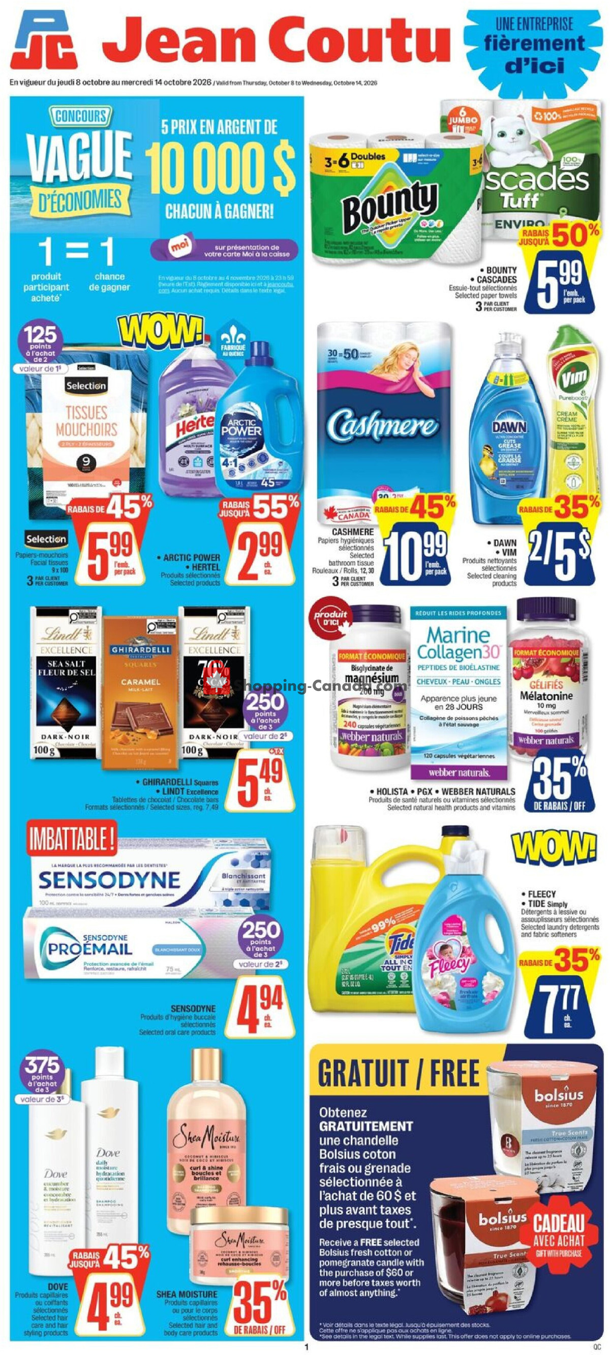 Jean Coutu Pharmacy flyer from Thursday October 8, 2026 to Wednesday October 14, 2026 - page 1