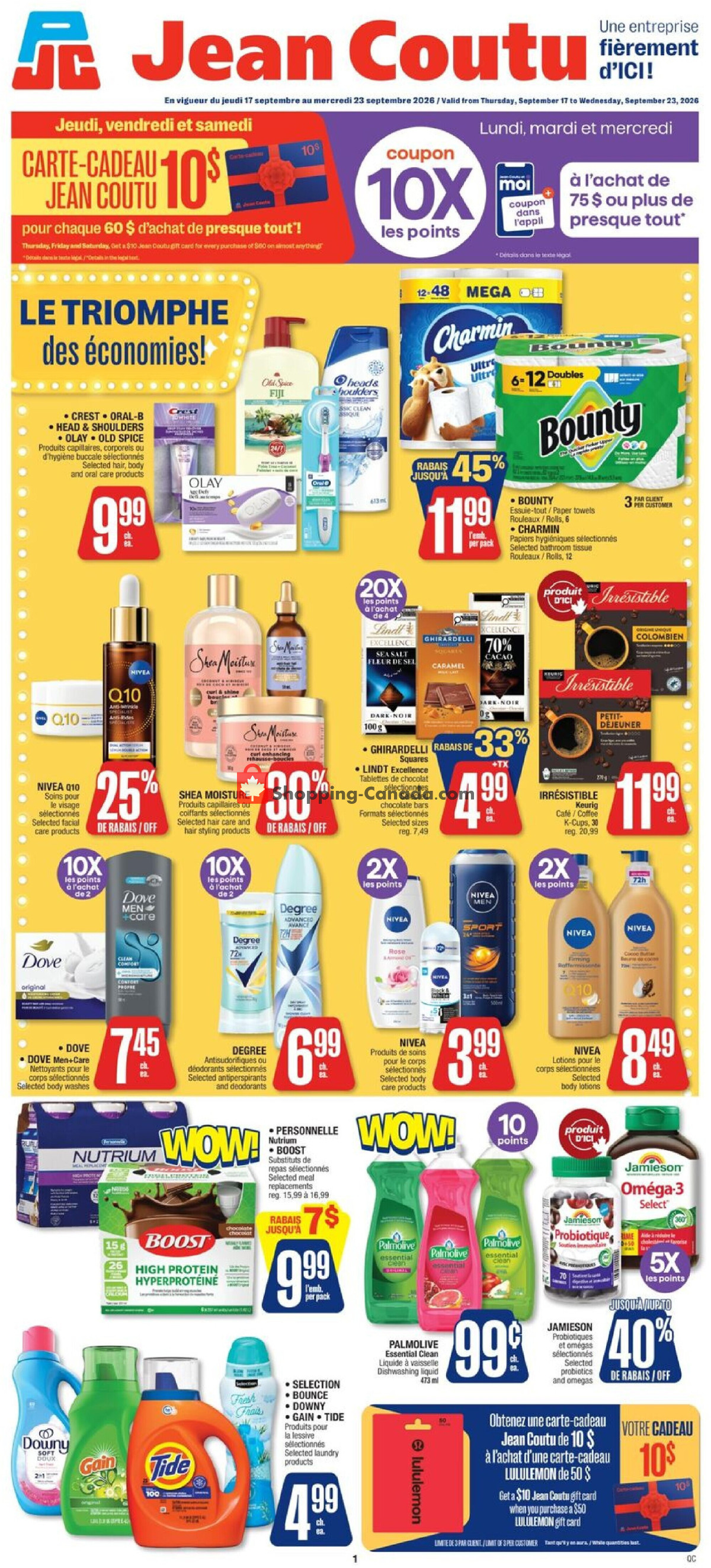 Jean Coutu Pharmacy flyer from Thursday September 17, 2026 to Wednesday September 23, 2026 - page 1