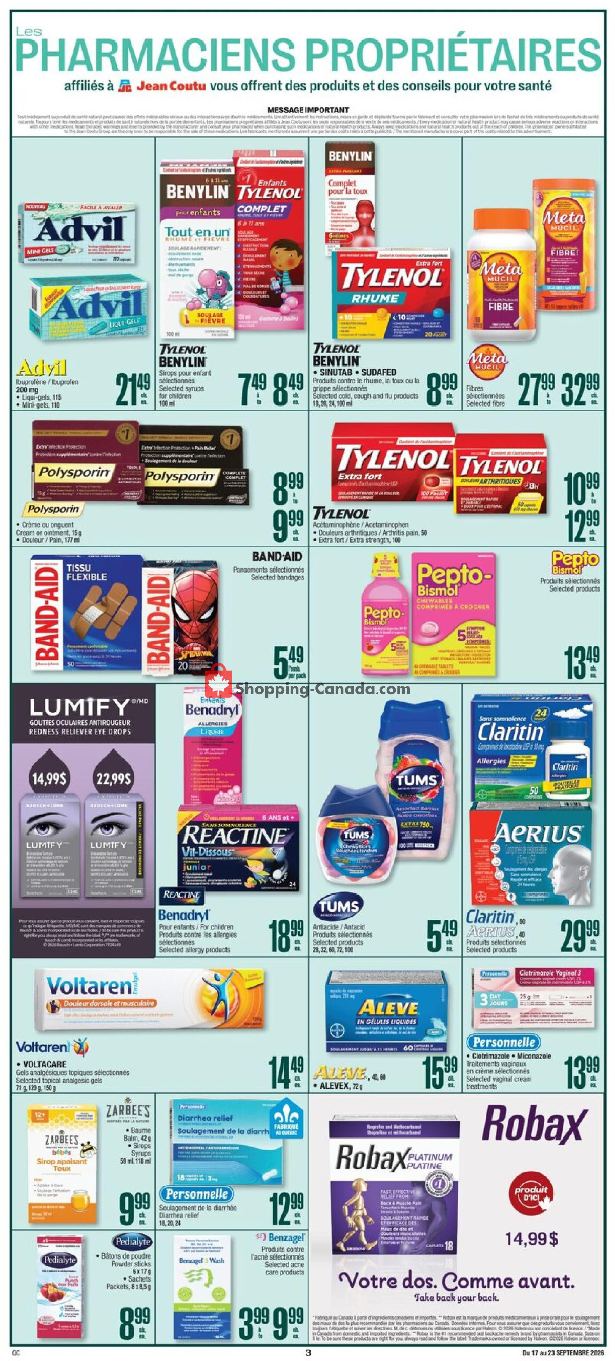 Jean Coutu Pharmacy flyer from Thursday September 17, 2026 to Wednesday September 23, 2026 - page 4