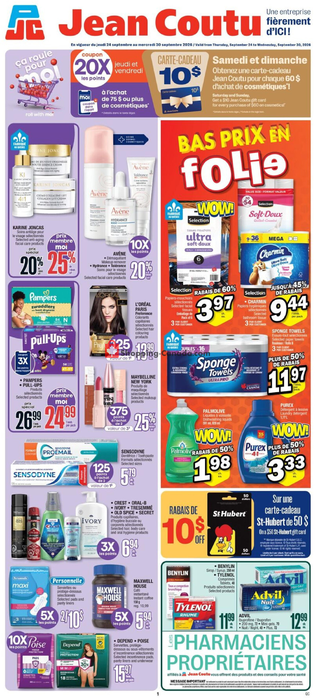 Jean Coutu Pharmacy flyer from Thursday September 24, 2026 to Wednesday September 30, 2026 - page 1