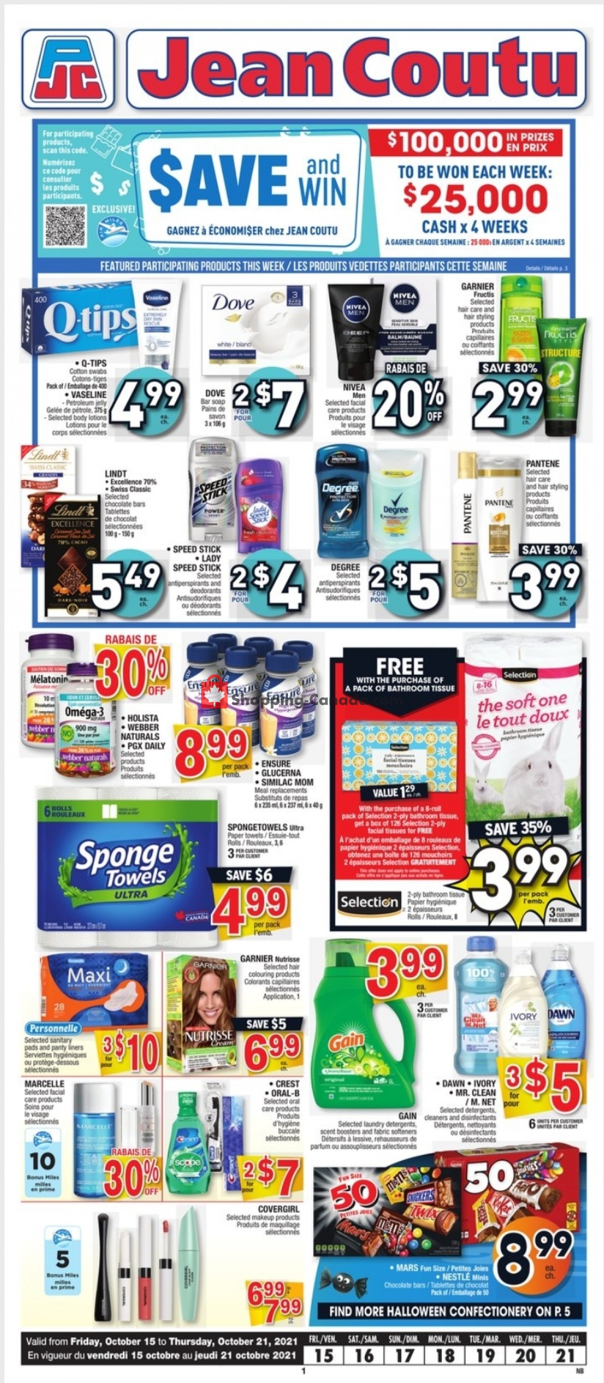Jean Coutu Pharmacy flyer from Friday October 15, 2021 to Thursday October 21, 2021 - page 1