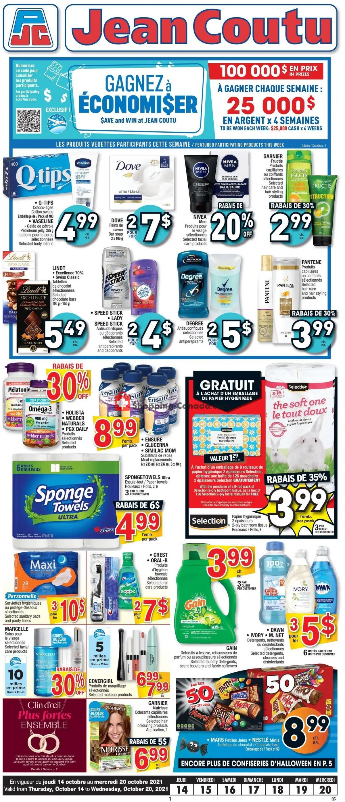 Jean Coutu Pharmacy flyer from Thursday October 14, 2021 to Wednesday October 20, 2021 - page 1