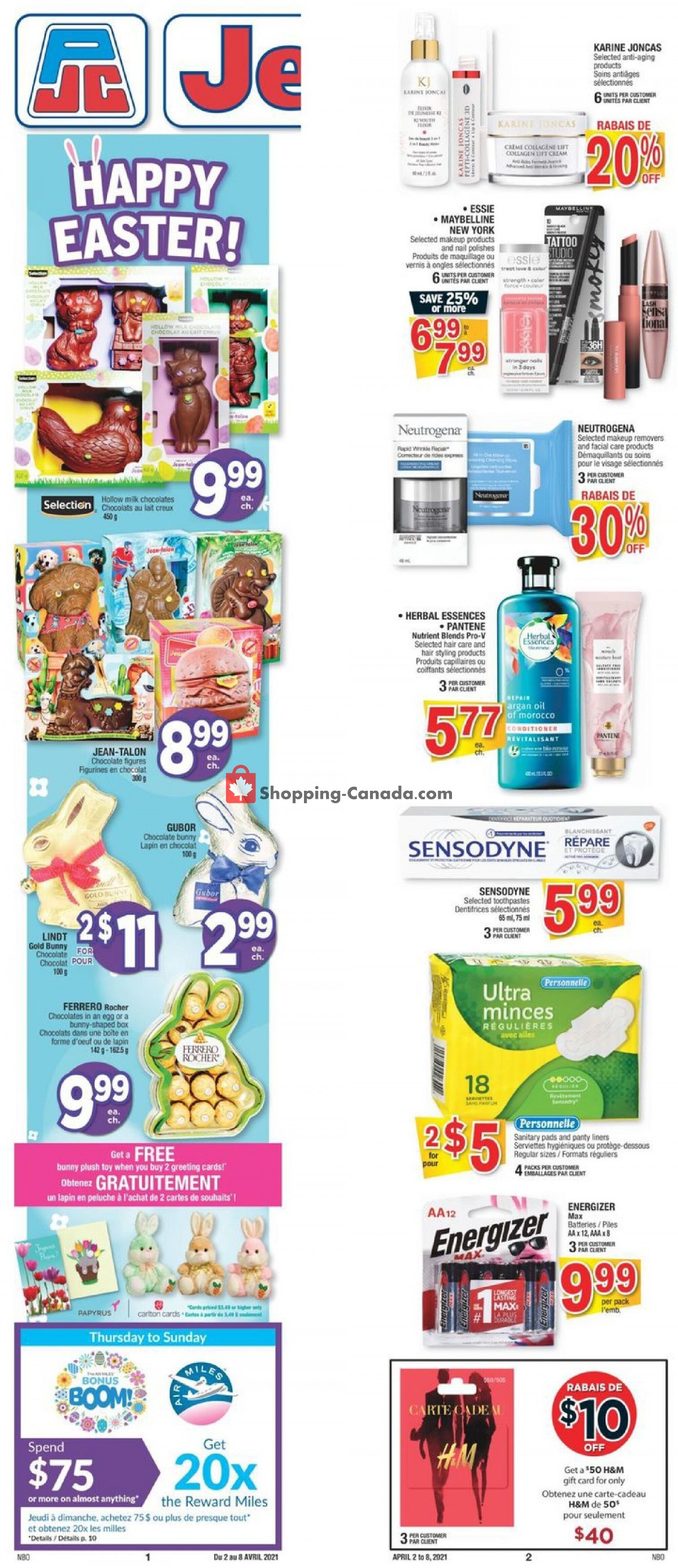 Jean Coutu Pharmacy flyer from Friday April 2, 2021 to Thursday April 8, 2021 - page 1