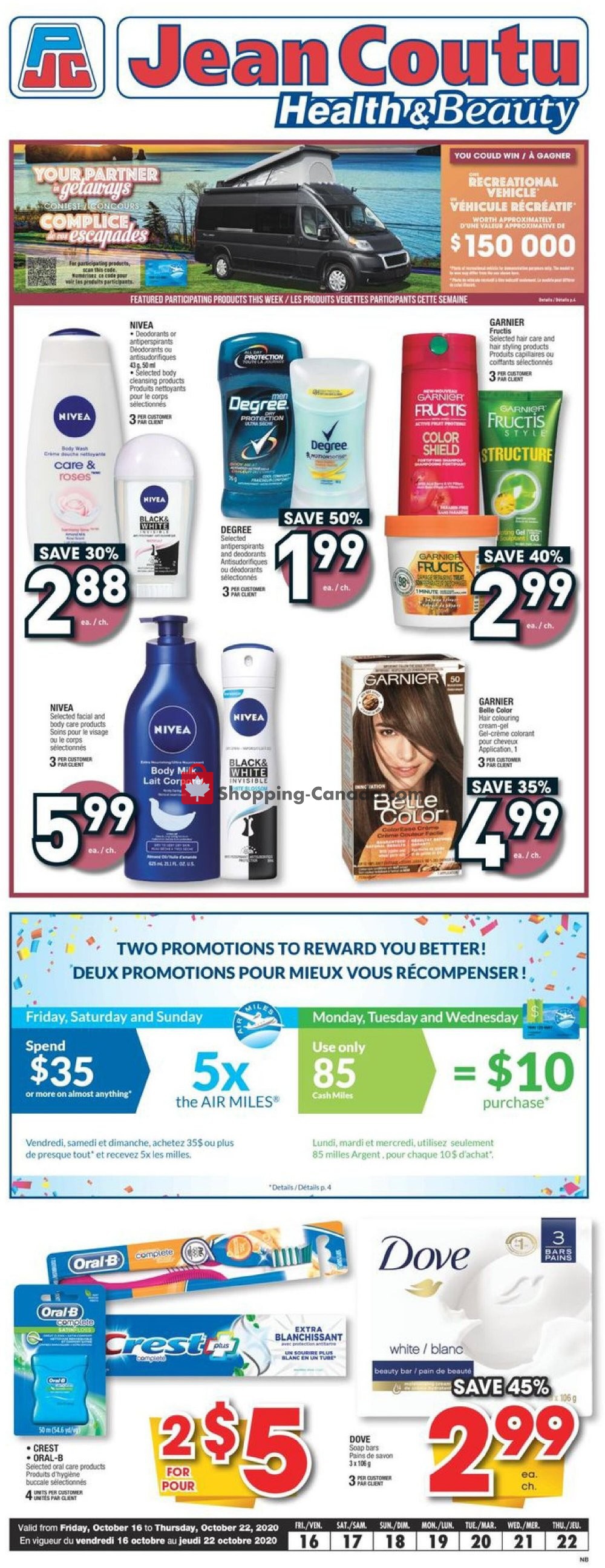 Jean Coutu Pharmacy flyer from Friday October 16, 2020 to Thursday October 22, 2020 - page 1