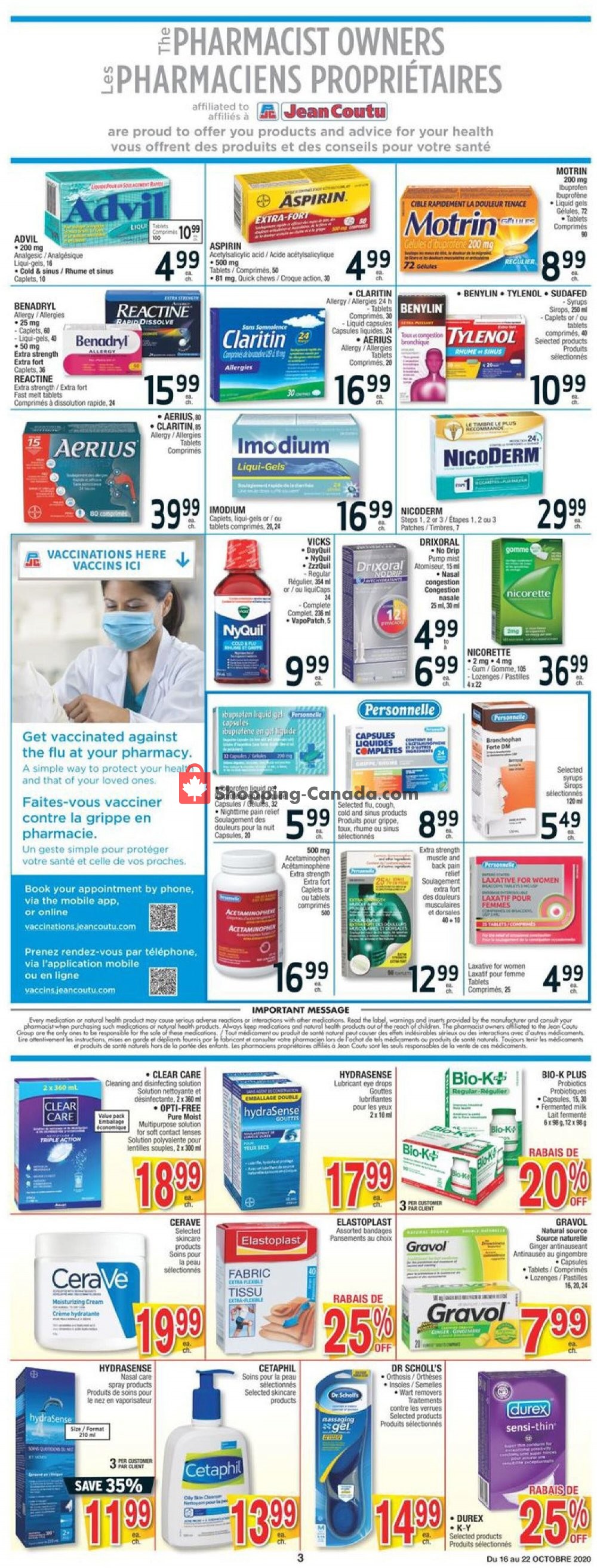 Jean Coutu Pharmacy flyer from Friday October 16, 2020 to Thursday October 22, 2020 - page 3
