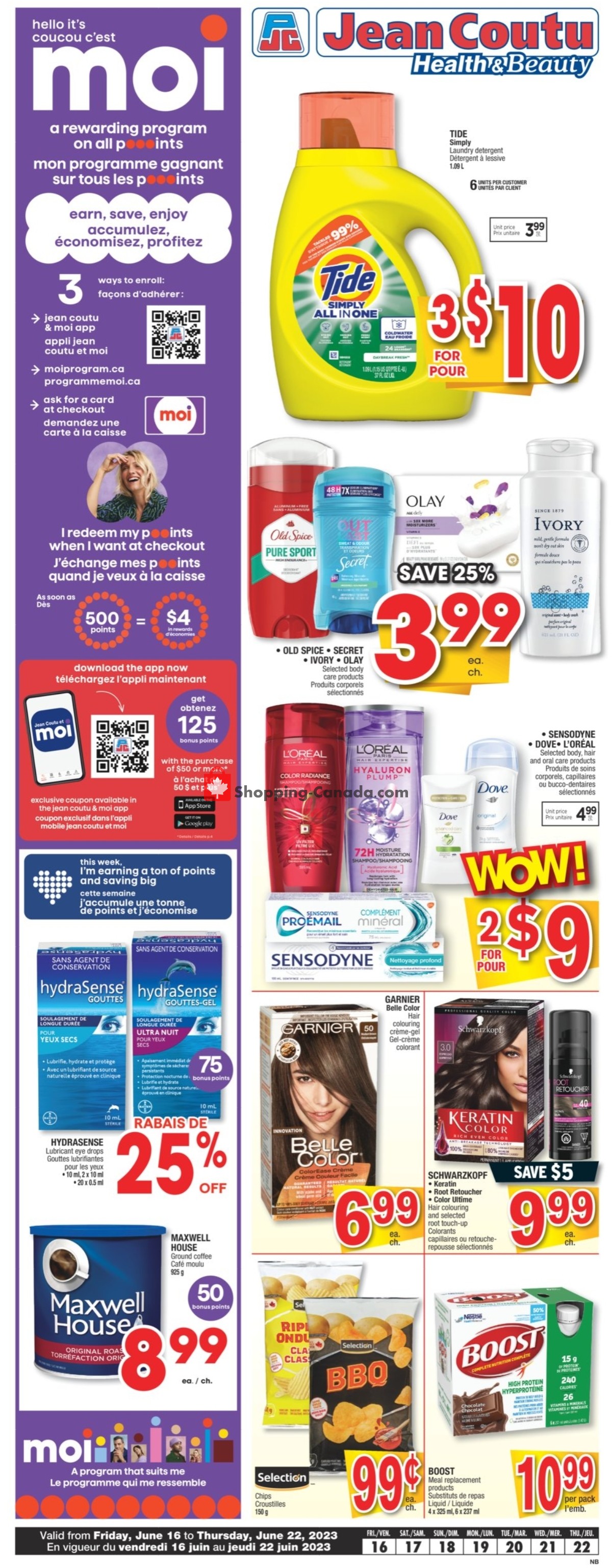 Jean Coutu Pharmacy flyer from Friday June 16, 2023 to Thursday June 22, 2023 - page 1