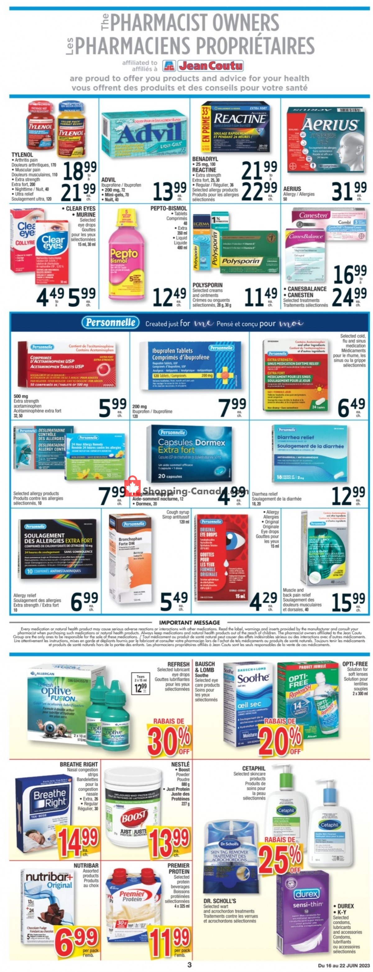 Jean Coutu Pharmacy flyer from Friday June 16, 2023 to Thursday June 22, 2023 - page 3