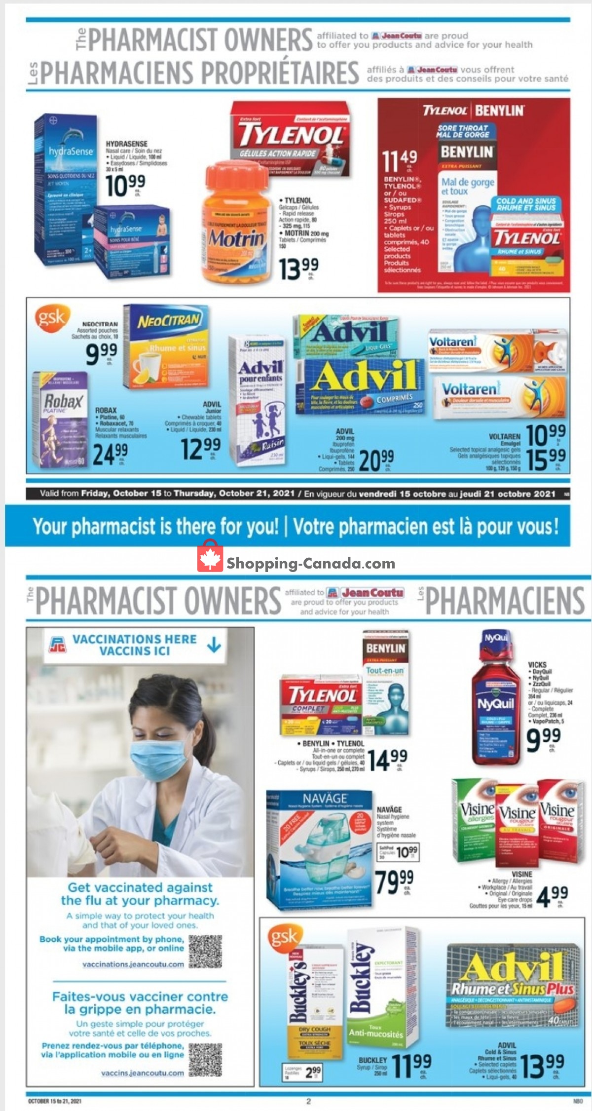 Jean Coutu Pharmacy flyer from Friday October 15, 2021 to Thursday October 21, 2021 - page 1