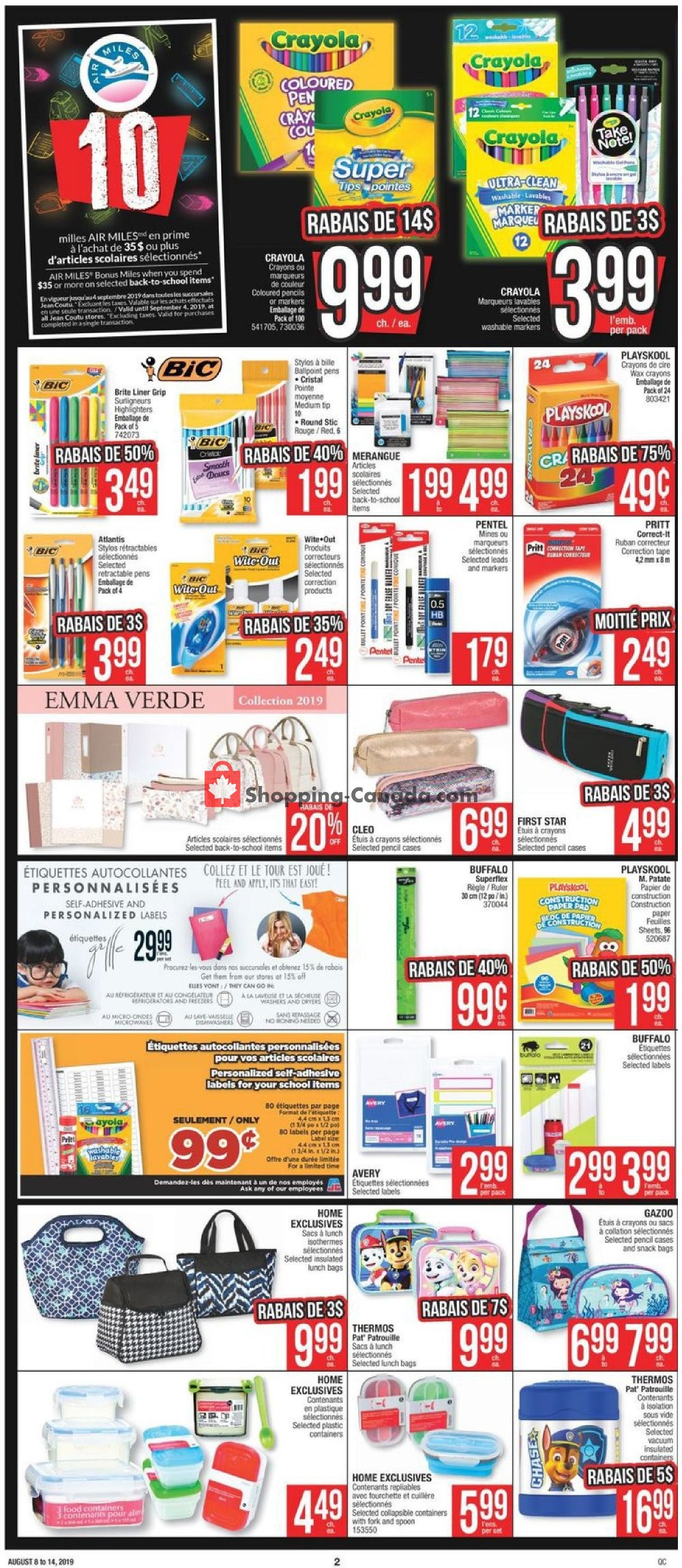 Jean Coutu Pharmacy flyer from Thursday August 8, 2019 to Wednesday August 14, 2019 - page 2