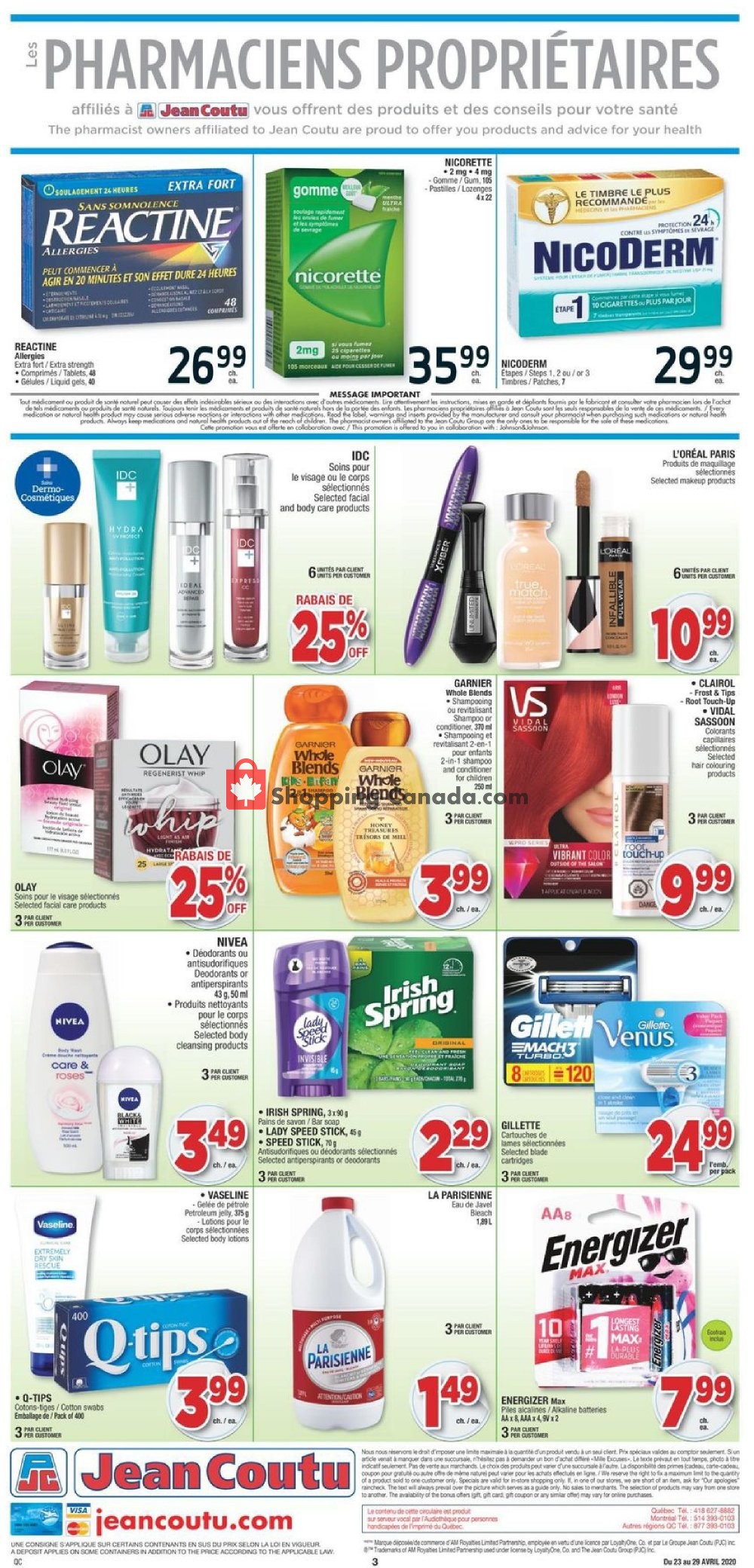 Jean Coutu Pharmacy flyer from Thursday April 23, 2020 to Wednesday April 29, 2020 - page 3