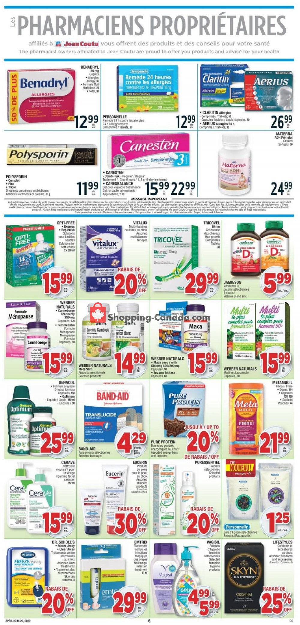 Jean Coutu Pharmacy flyer from Thursday April 23, 2020 to Wednesday April 29, 2020 - page 6