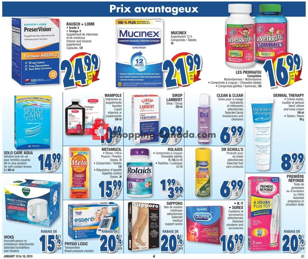 Jean Coutu Pharmacy flyer from Thursday January 10, 2019 to Wednesday January 16, 2019 - page 4