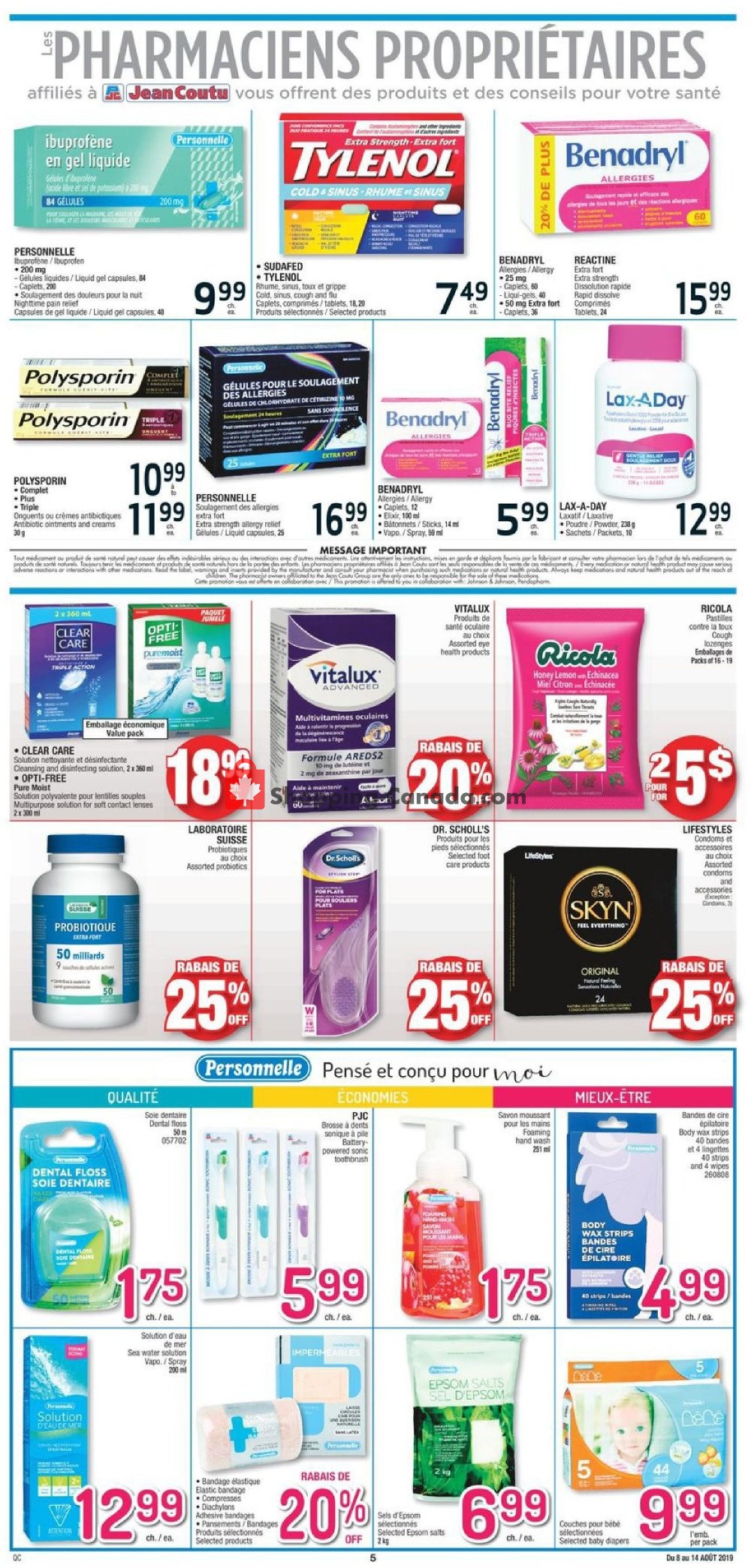 Jean Coutu Pharmacy flyer from Thursday August 8, 2019 to Wednesday August 14, 2019 - page 4